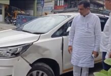 बाल-बाल बचे गढ़वाल सांसद अनिल बलूनी, तोताघाटी में वाहन पर गिरा भारी पत्थर